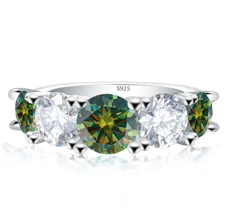 100% 3,6 Sterling Silber Karat volle Moissan ite Ringe für Frauen 18 Karat Weißgold Farbe Verlobung Hochzeit edlen Schmuck – Detail 1
