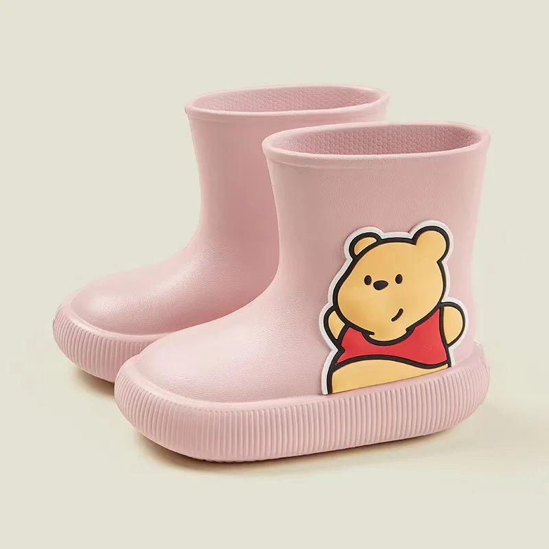 Baby Boy Girl Cartoon Rain Boots Infant Toddler Child Shoes PVC Waterproof Soft Bottom Thick Soled Boots Bear Baby Shoes 1-6Y