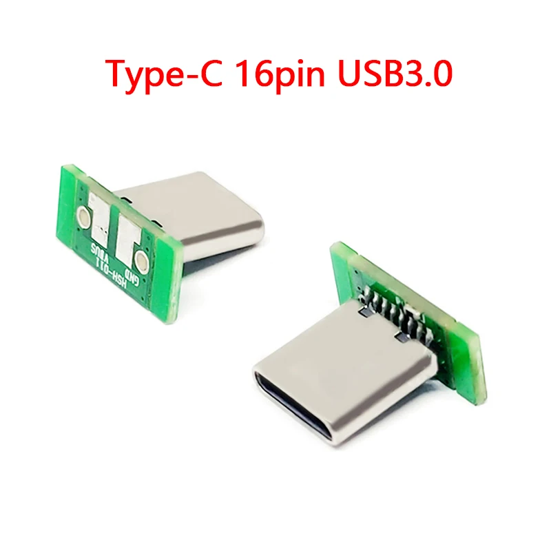 

5Pcs Usb3.0 Male Vertical Patch 8.65 Shell Foot Extension Type-C 16pin 2 Pad Charging