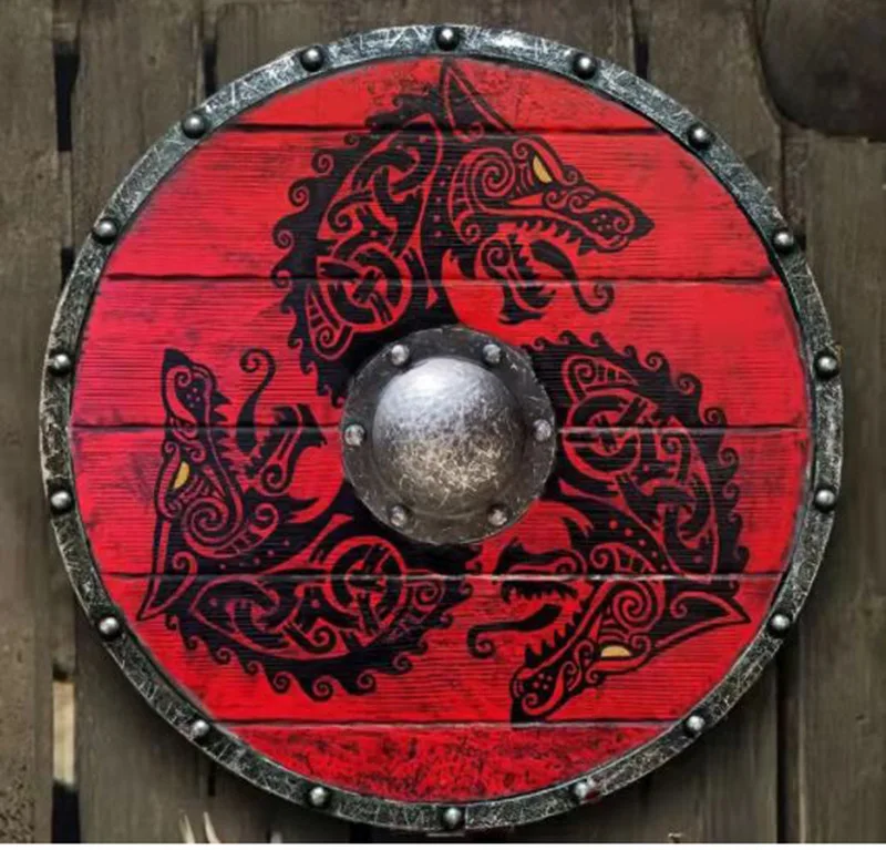 Battle Pattern Viking Shield Ornaments Bar Wall Decorations Warrior Wooden shield Party Decoration Home Decoration Accessories