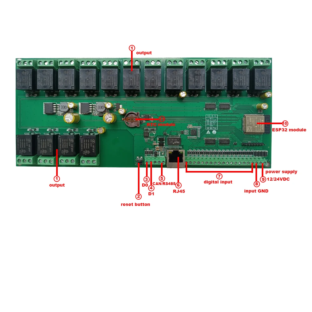 وحدة لوحة ترحيل إيثرنت ، wiegan ESP32 ، مساعد منزلي ، عقدة MQTT ، Loxone أحمر ، Dingtian