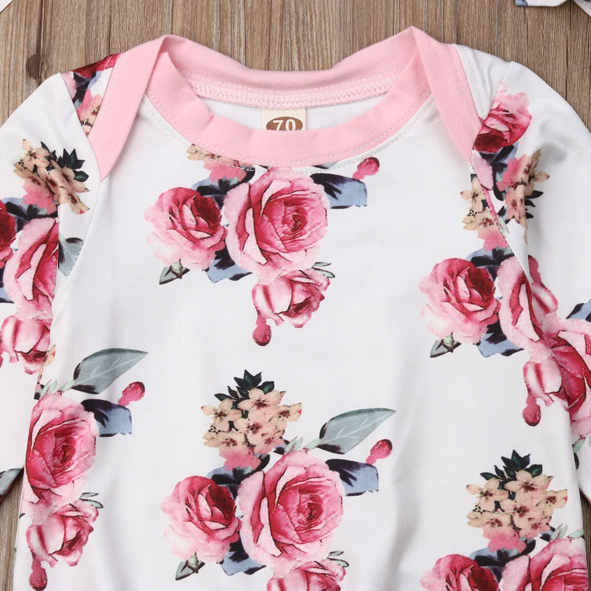 Girl's Pajamas Summer Casual Elegant Long Sleeve U-Neck Flower Printed Long Dress and Butterfly Headband Daily Sleep Sets