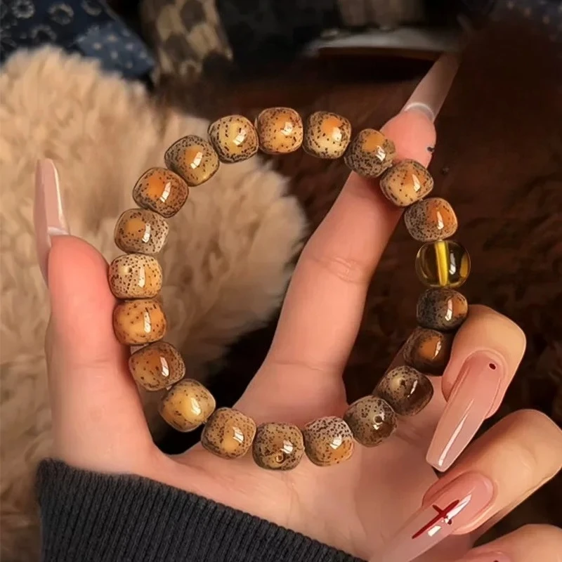 Chinese Style Fire Cloud Star Moon Bodhi Beaded Bracelet Lucky Fortune Blessing Good Luck Single Loop Unisex 8 9 10mm High Densi