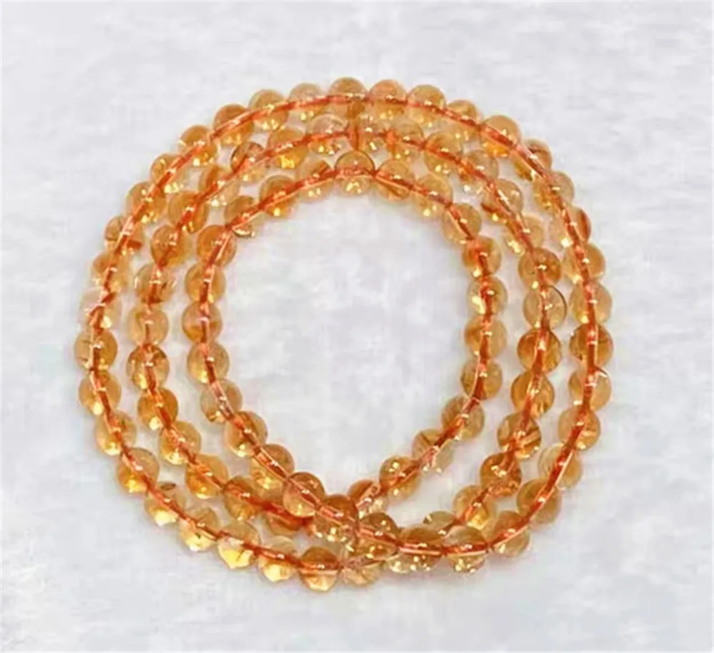 

Natural Yellow Citrine Quartz 3 Laps Clear Round Beads Bracelet 6mm Wealthy Gemstone Woman Fashion Healing Crystal Brazil AAAAA