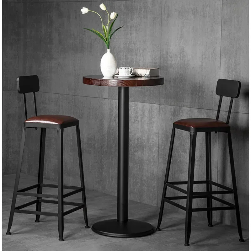 Modern Minimalist Bar Chairs Iron High Stools Kitchen Comfortable Backrest Counter Seat Stable Load-bearing Restaurant Furniture