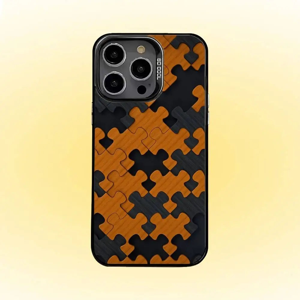 حافظة هاتف بنمط ألغاز داعمة للتوحد لهاتف آيفون 16,15,14,13,12,11,Pro,MAX غطاء أبيض غير لامع مقاوم للصدمات