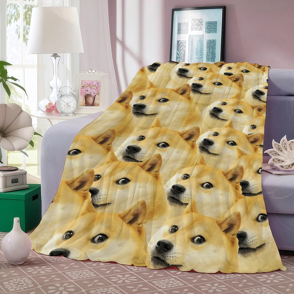

Cartoon Funny Dog-Dogecoin Blanket Soft and Skin Friendly For Couch Bed Napping Bedspread All Seasons Comforter