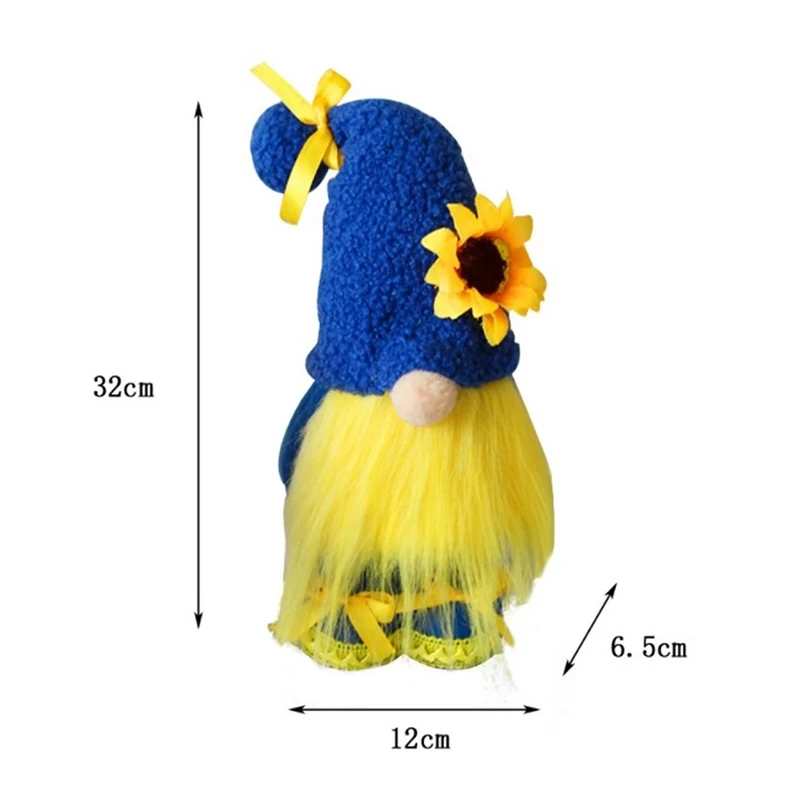 Sunflower Blue And Yellow Plush Cloth 32cm Faceless Doll Home Decorations Ornaments Ukraine Flag Peace