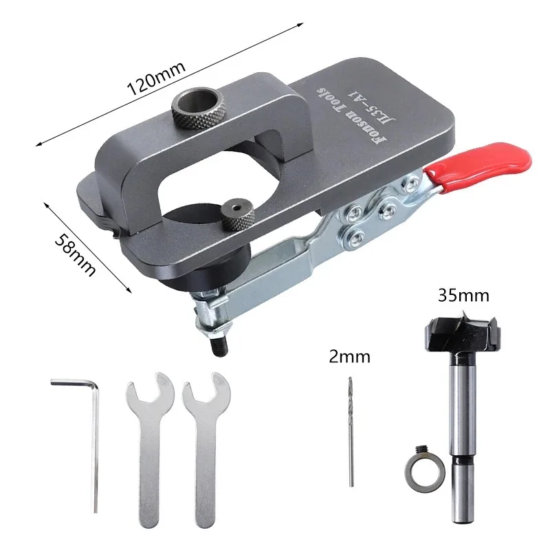 

Woodworking Upgrade 35mm Concealed Hinge Jig Kit Hinge Boring Jig Drilling Guide Locator for Face Frame Cabinet Cupboard Tools