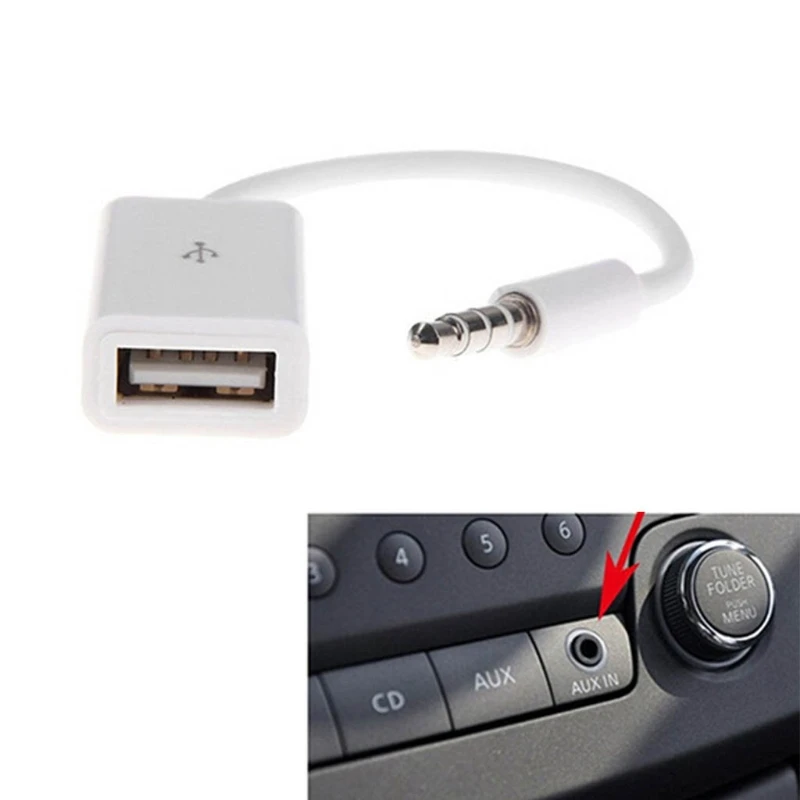 AUX to USB Adapter 5mm Male Plug  to USB Female AUX Cable Converter Adapter for MP3 MP4 Players Video Recorder Drop Shipping