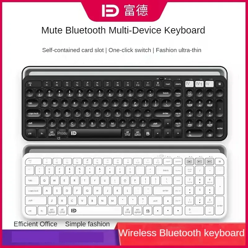 Fude K912T Dual-Mode Bluetooth Wireless Keyboard with Tablet Card Slot - The Ultimate Accessory for Seamless Typing Experience