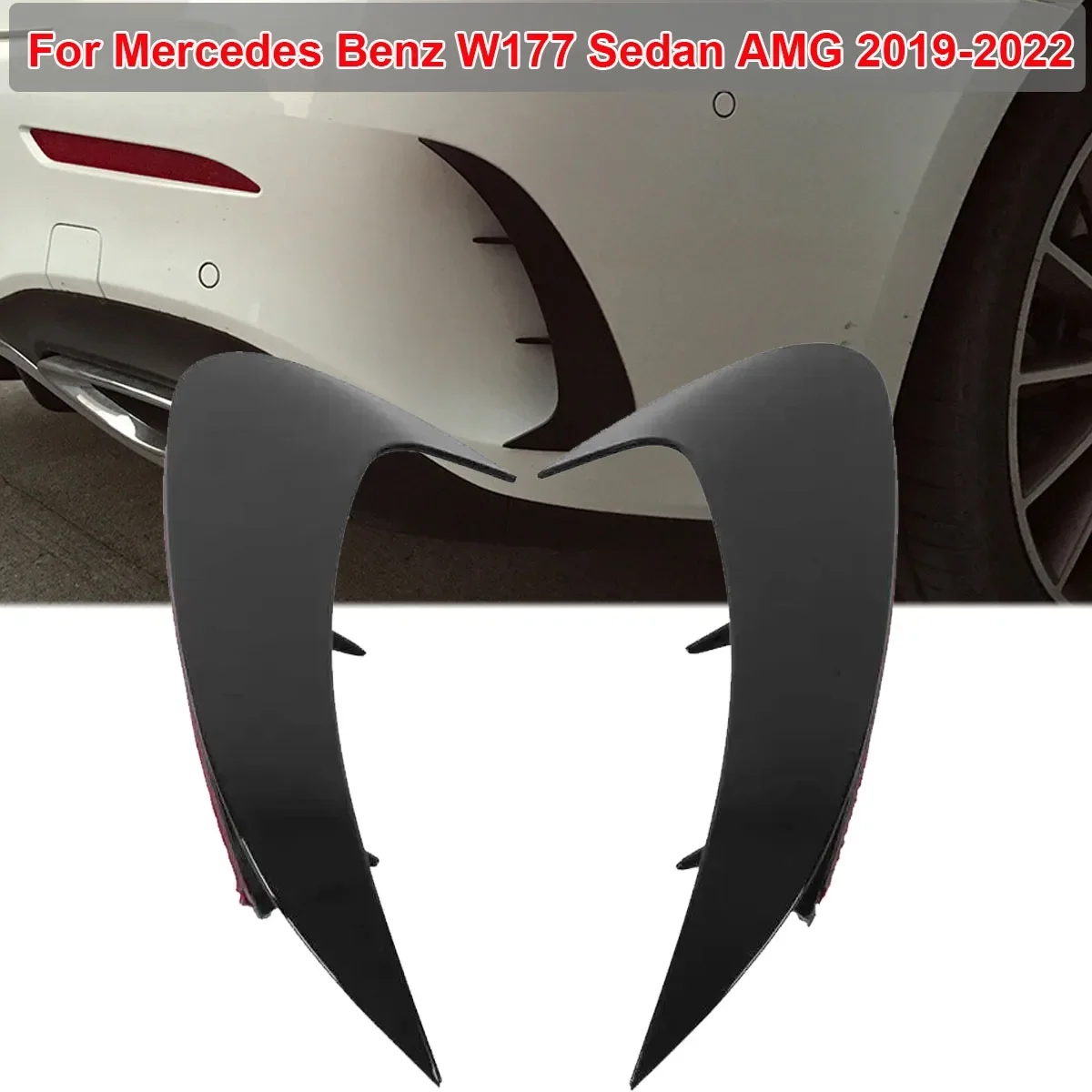 Stick On Rear Bumper Splitter Air Vent Cover Trim Canards Sticker For Mercedes-Benz A-Class W177 Sedan AMG 2019 2020 2021 2022