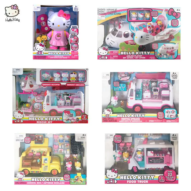 

Новый милый мультяшный кавайный аниме самолёт Hello Kitty в стиле спасательной машины скорой помощи Большой пассажирский самолет для девочек игровой домик игрушки оптовая продажа
