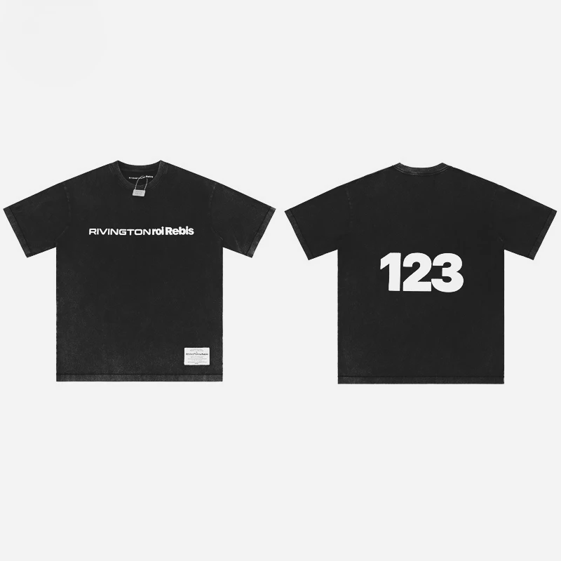 2026 Abstract Gradient New Washed Oversized Tee Unisex Soft Cotton Neutral Line Print Daily Gym Casual Tops