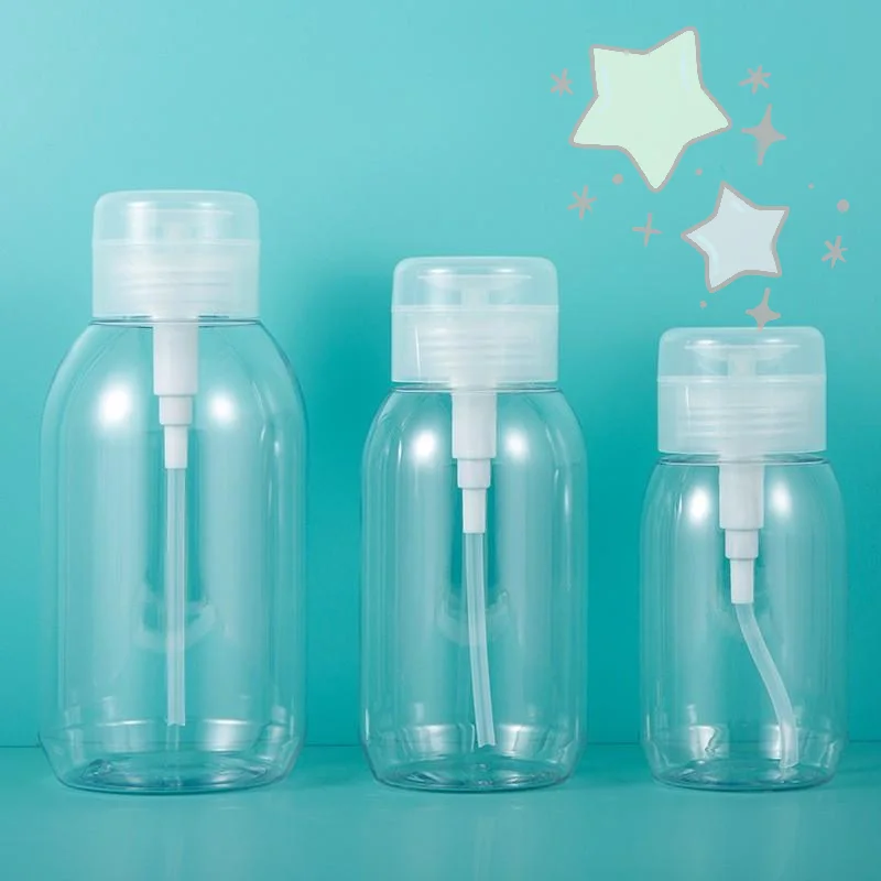 200/300/500 ミリリットル詰め替え可能なプッシュ式ポンプディスペンサーボトル空のマニキュアメイク落とし液体保管用