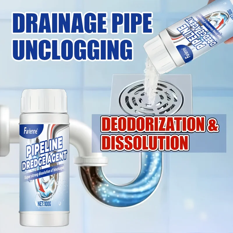 Advanced Drain Cleaner Powder, Powerful Clog Remover, Effective Odor Removal, Suitable for Sink, Bathroom, Kitchen Drains