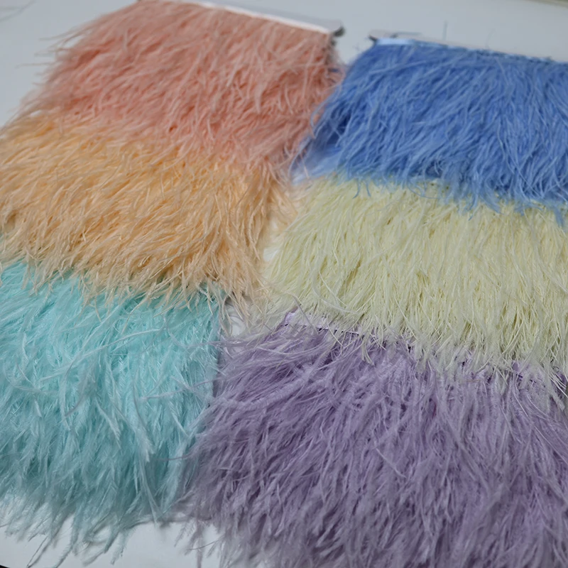 1M Colored 10-15cm Ostrich Feather Trims for Needlework and Handicraft Plume Skirt Decoration Natural Feathers Ribbon Fringe