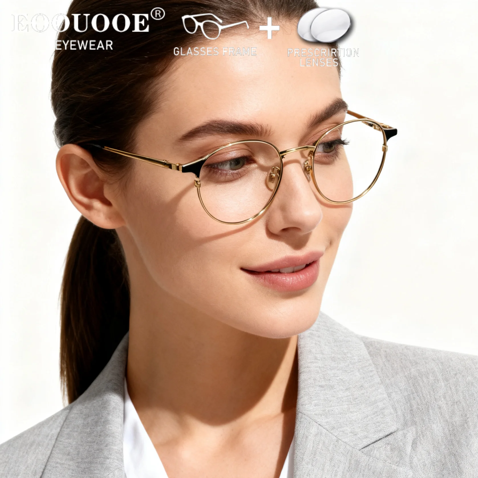 الراقية خمر نظارات دائرية الرجال النساء التيتانيوم النظارات وصفة طبية العدسات قصر النظر مد البصر التقدمي UV النظارات البصرية #1