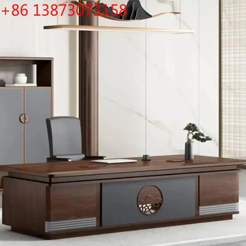 Wooden Modern Executive Office Desk Brown Large Luxury Computer Desk with Drawers Standing Mesa Para Computador Furniture