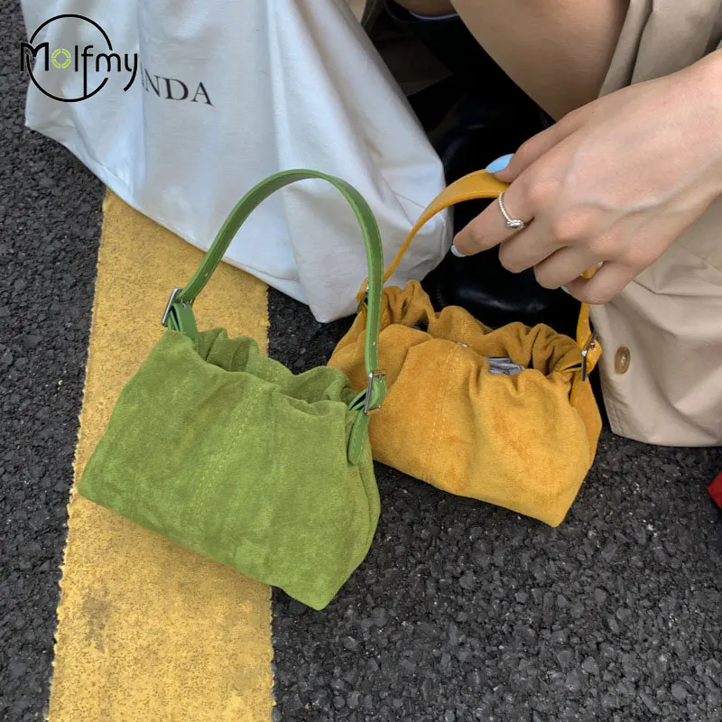 

Women Crossbody Bag Adjustable Strap Women Suede PU Leather Shoulder Handbags Bucket Bags for Travel Work 2025 Autumn and Winter