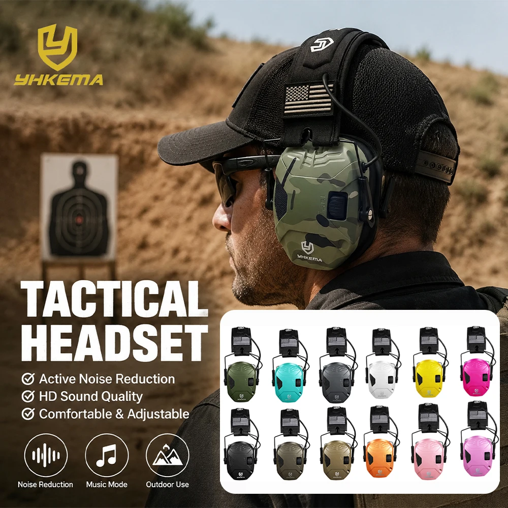 YHKEMA E60X Electronic Headphones for Shooting Anti-noise Hearing Protection Protector Hunting Noise Reduction Earmuffs NRR23db