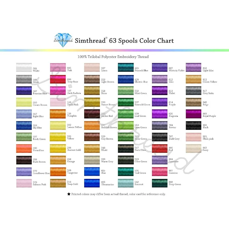 63 لونًا من البوليستر المتوافق مع مجموعة خيط ماكينة التطريز Brother 40 وزنًا متوافق مع Brother Babylock J #6