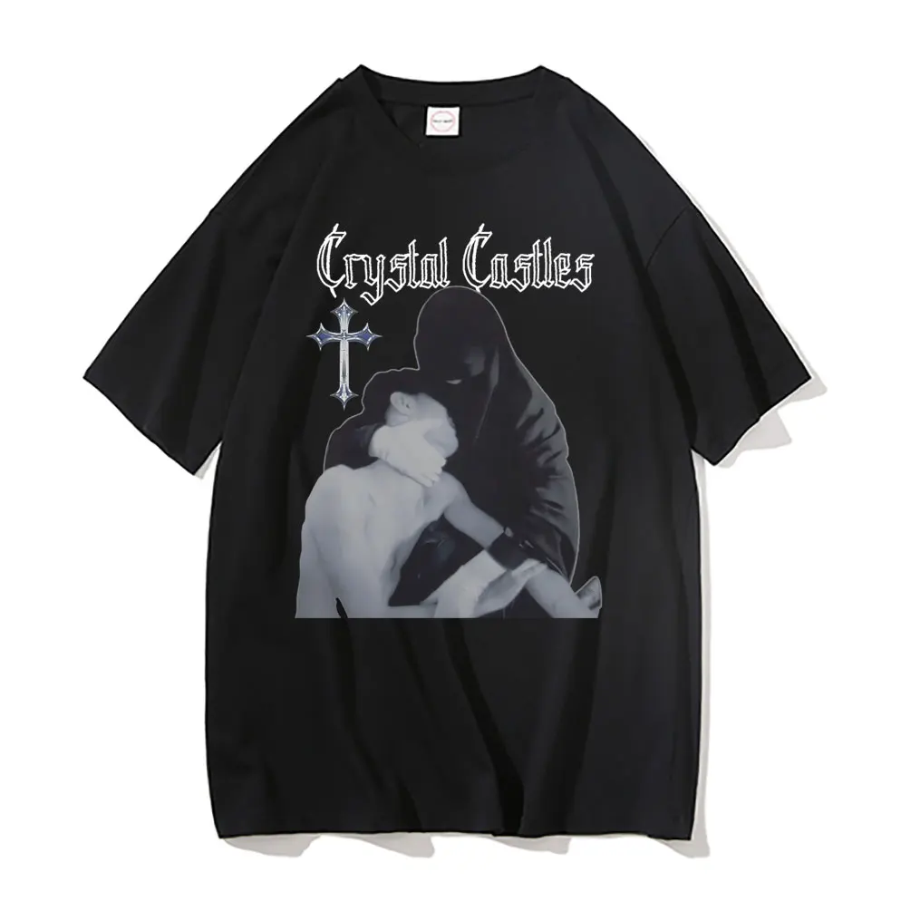 

Crystal Castles Graphic Print Tshirt Short Sleeve Male Hip Hop Casual Vintage T Shirts Men Women Gothic Rock Oversized T-shirts