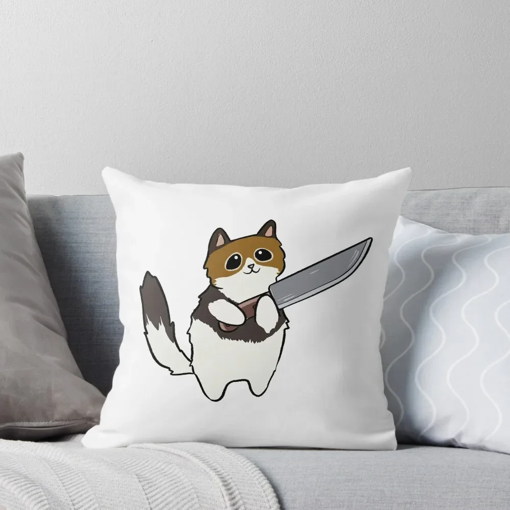 Cute Cat holding a Knife Throw Pillow christmas ornaments 2025 Decorative Cushions For Living Room Sofa Cushions pillow