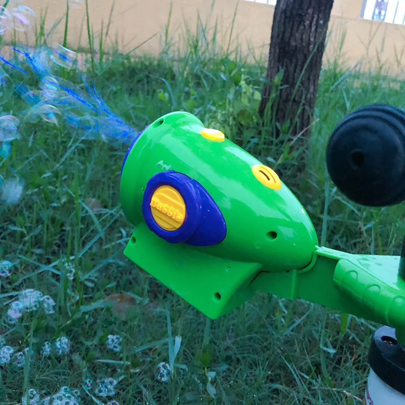 Lekka maszyna do robienia baniek mydlanych na rowerze, automatyczna, świecąca, przenośna zabawka na zewnątrz dla chłopców i dziewcząt.