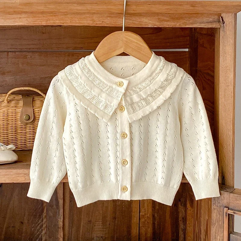 

New Autumn Baby Girl Clothing Toddler Baby Girl's Hollow Knitted Cardigan Knitted Cardigan Coat Newborn Baby Girls Sweater Coat