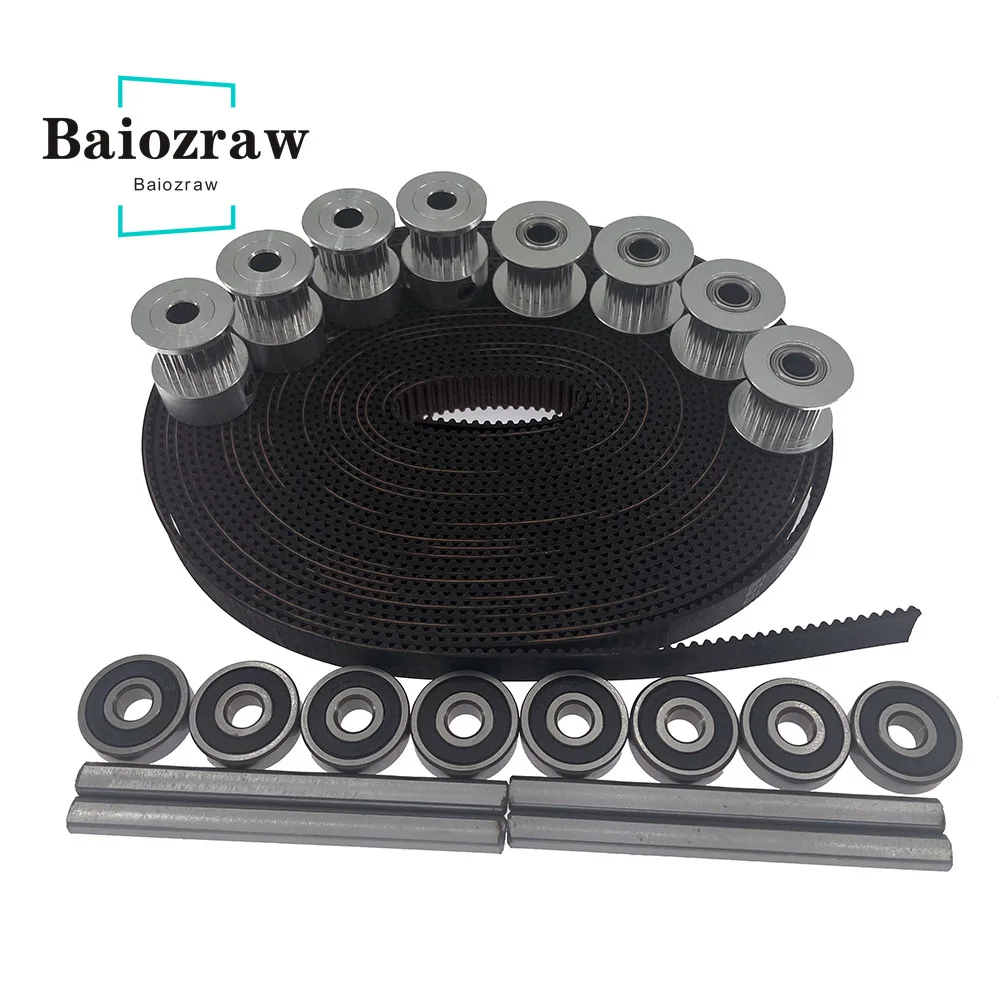 Baiozraw XY Motion Parts GT2 LL-2GT-9 RF Open Belt  2GT Pulley Grind Flat Shaft 5X60mm for Gasherbrum Annex K3 3D Printer