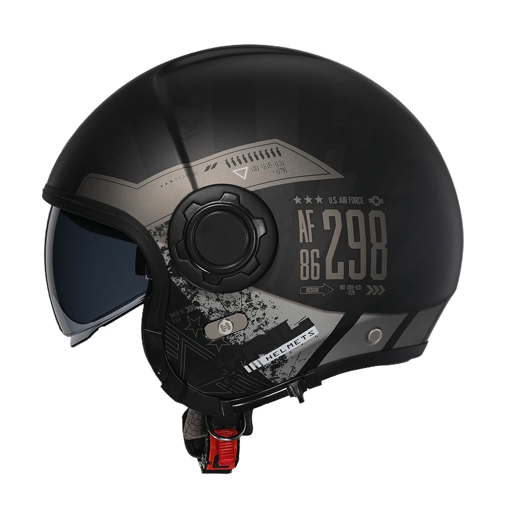 CYRIL Retro Motorcycle Helmet Four Seasons Double Visor Open Face Removable Safety Light Weight Certified Moto Helmets Joker