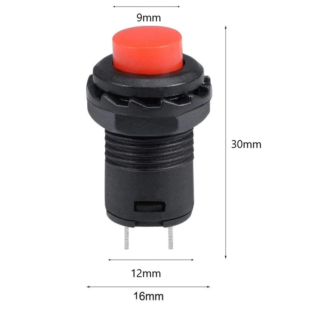 12v-250v Button Switch ON-OFF Switch 12 Mm 2 Pins For Car Latching Lock Push Button Round SPST Self-locking 3 Pcs