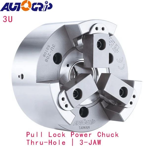 Taiwan China AUTOGRIP Pull Lock Power Chuck Thru-Hole | 3-JAW 3U-203 3U-204 3U-205 3U-206