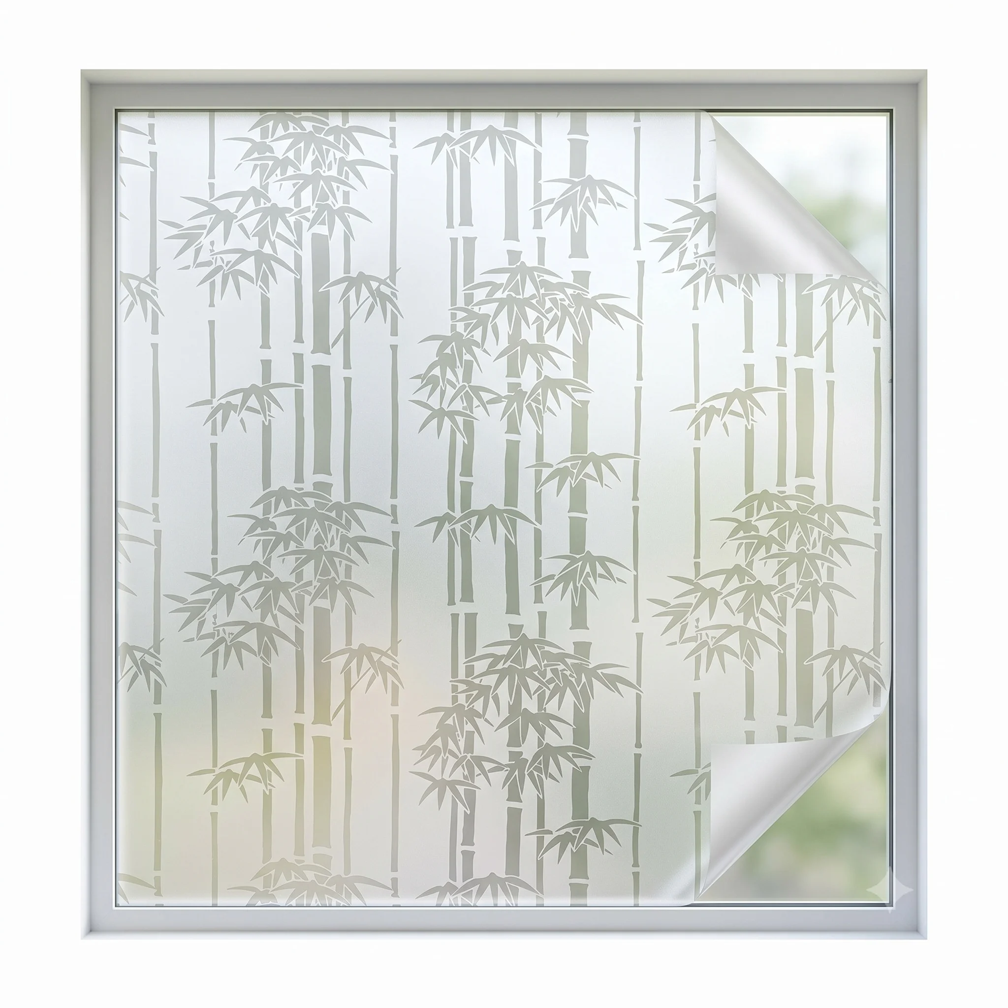 Bamboo Pattern Self-Adhesive Window Film Privacy Glass Sticker Waterproof Anti-UV Frosted Decor for Bathroom Bedroom Kitchen