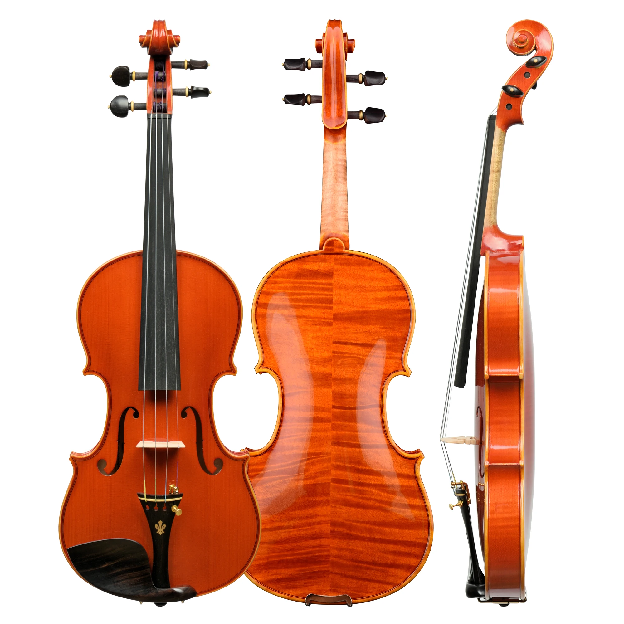 CHRISTINA Purely Handmade Violin V06A Red Glossy Solid Spruce Two-piece Flame Maple Back Ebony Fittings 4/4-1/8 Size Available