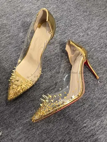 Bling Strass Mesh Spetsig Tå Dam Pumps Skor Stilettklackade Högklackade Slip On Design Stor Storlek Klassisk Stil Modeskor 12 best sales Doris Fanny skor - №5