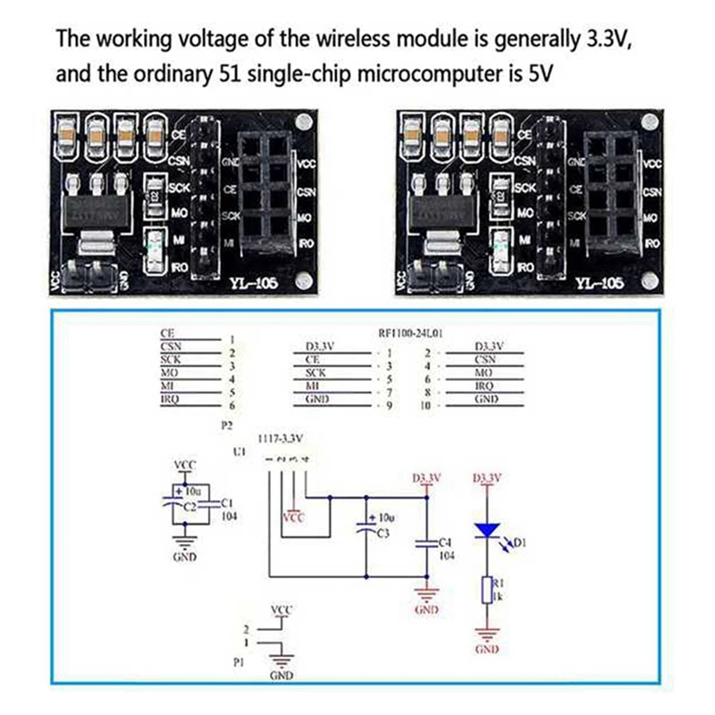 8Pcs NRF24L01+PA+LNA Wireless Module With Antenna 1100 Meters Long Distance With NRF24L01 Wireless Module Adapter 3.3V