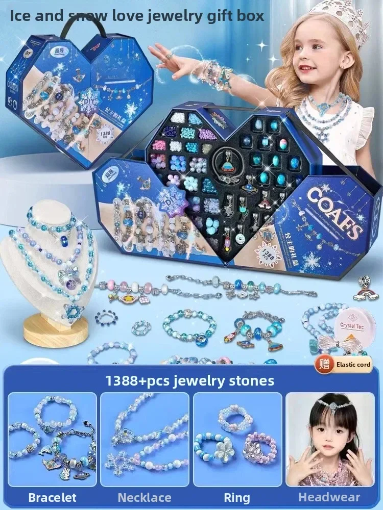 Bracelet en perles pour filles, matériel de boîte à bijoux fait à la main, jeu de rôle domestique, jouets éducatifs pour filles comme cadeaux