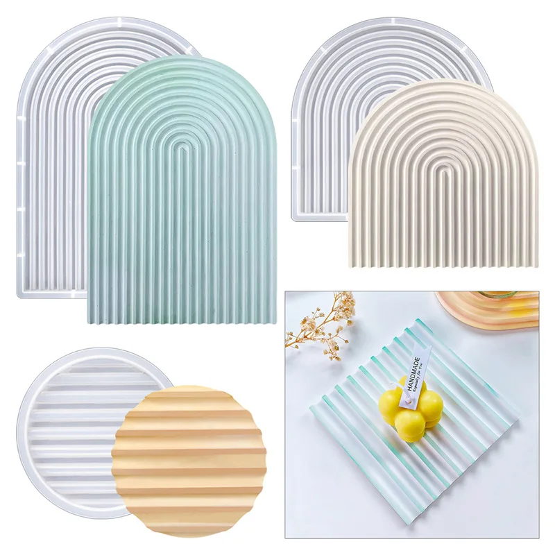 Wave Stripe Coaster Silicone Resin Molds Coaster Epoxy Resin Casting Molds for DIY Jewelry Storage Tray Gypsum Home Decor Tools