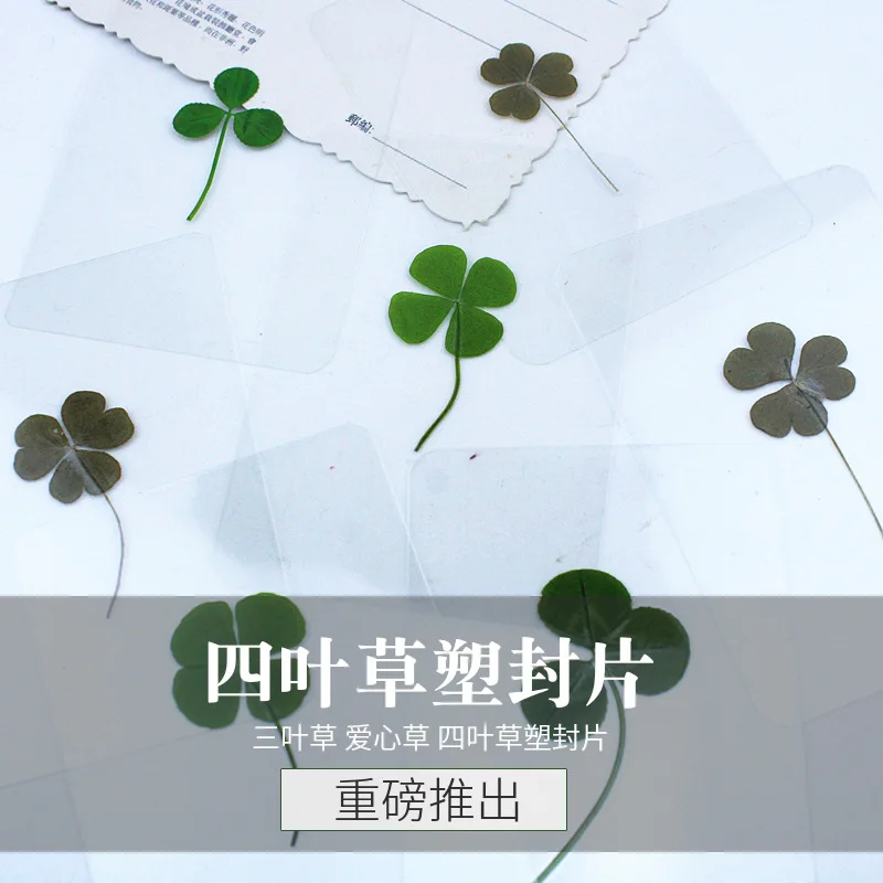 

Four-Leaf Clover Dried Flower DIY Material Plant Embossed Real Flower Plant Specimen Embossed Bookmark Face Decoration Card Sticker Understanding Leaf Bookmark