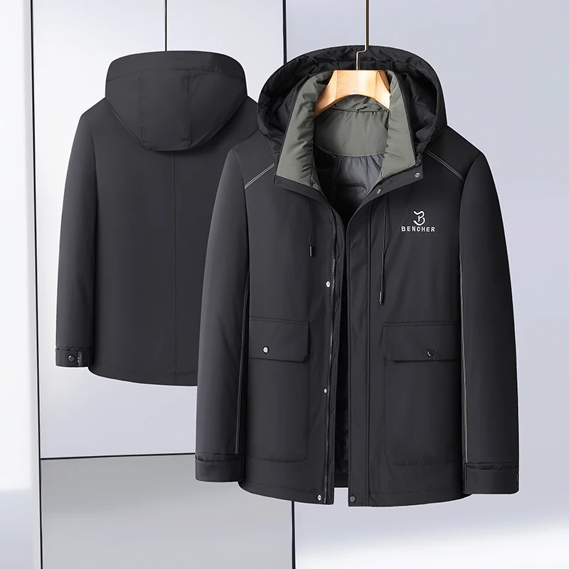 Chaquetas de plumón de pato blancas cálidas para hombre, abrigos de plumas gruesas de gran tamaño, ropa de abrigo informal, Parkas a prueba de