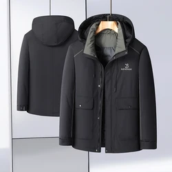 Chaquetas de plumón de pato blancas cálidas para hombre, abrigos de plumas gruesas de gran tamaño, ropa de abrigo informal, Parkas a prueba de viento, invierno, 2024