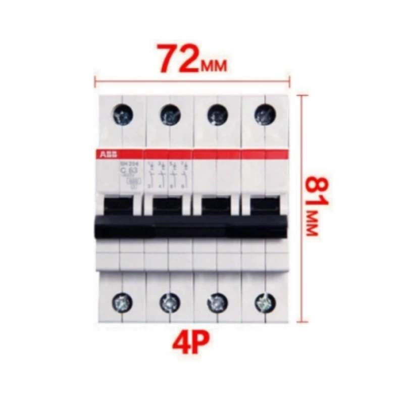 S200  S204 Range 4P Miniature Circuit Breaker S200  S204 C Type MCB 1 2 3 4 6 10 16 20 25 32 40 50 63A