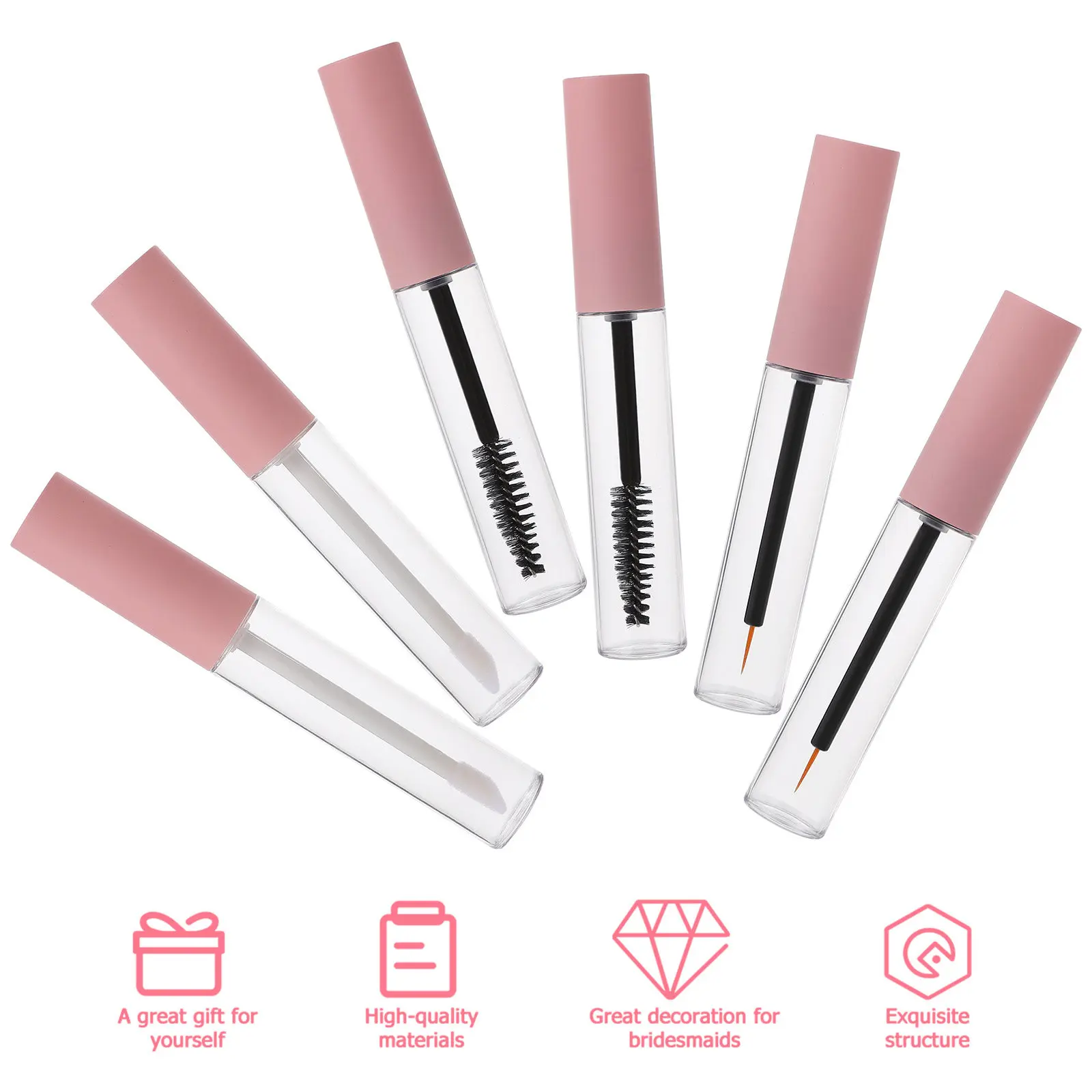 

6Pcs Empty Mascara Tubes Professional Portable Plastic Eyelash Bottle for Lip Gloss Eyeliner Serum Travel Use Mascara Tube