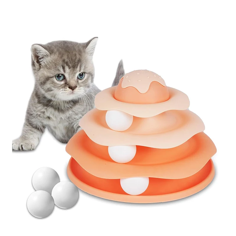 Cat Ball Track Toy Interactive Cat Toy Indoor Cats Multi-Layer Design Ice Cream Structure Pet Supplies Cat Toys