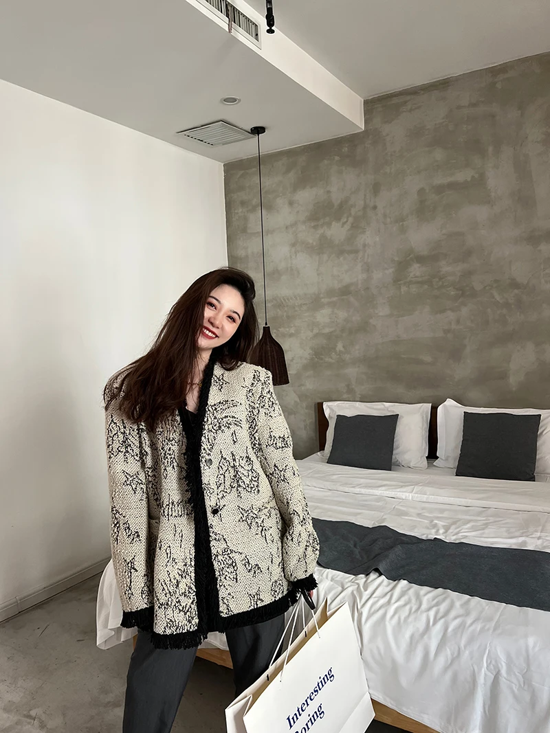 

Свободная женская верхняя одежда с узлом и кисточками для похудения, модный осенний топ из полиэстера V-Ne Long Sve