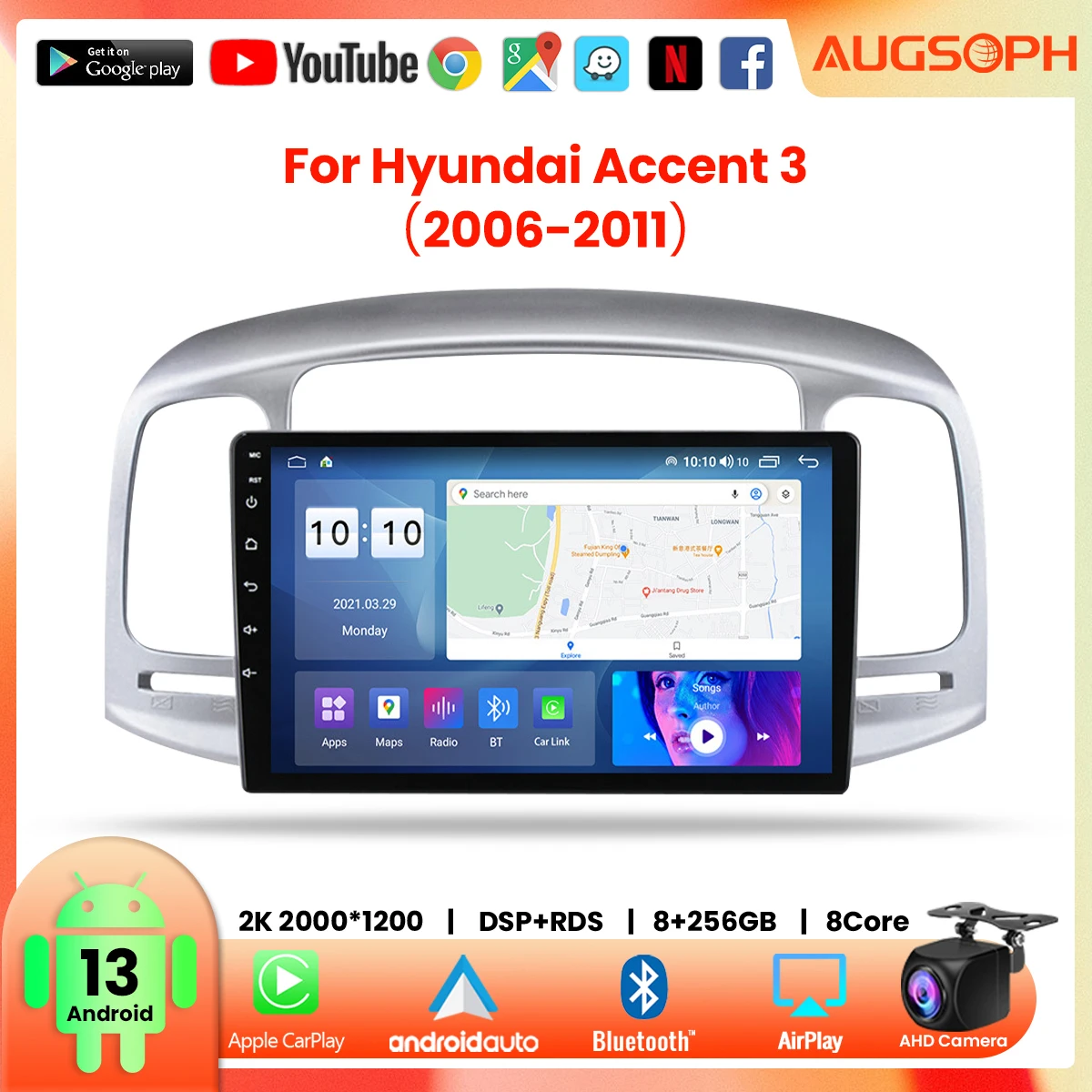 

Android 13 Car Radio for Hyundai Accent 3 2006-2011,9inch 2K Multimedia Player with 4G Car Carplay & 2Din GPS