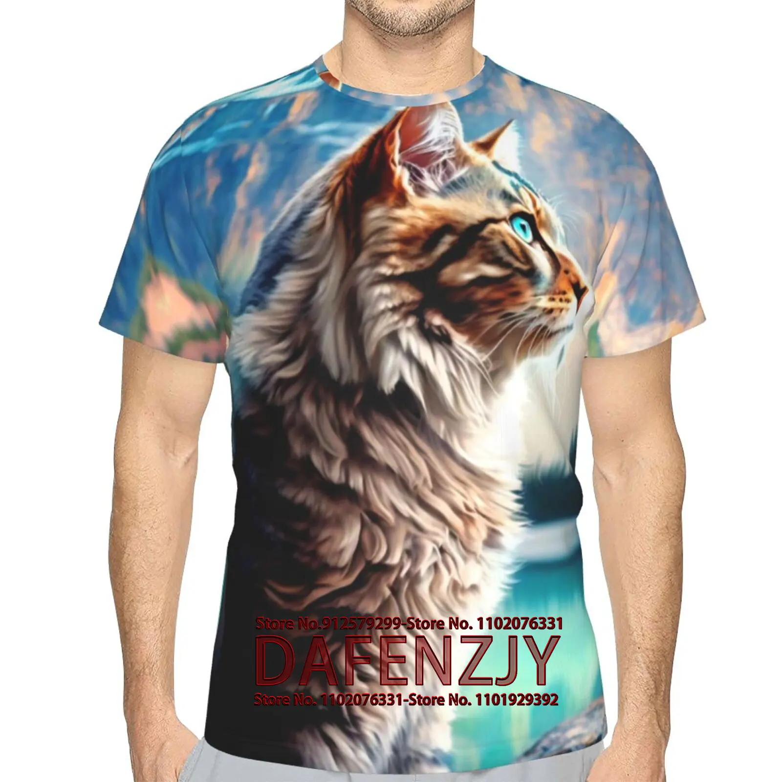 Unisex 3D Cat Fashion 3D Printed Graphic Short Sleeve T-Shirts for Men