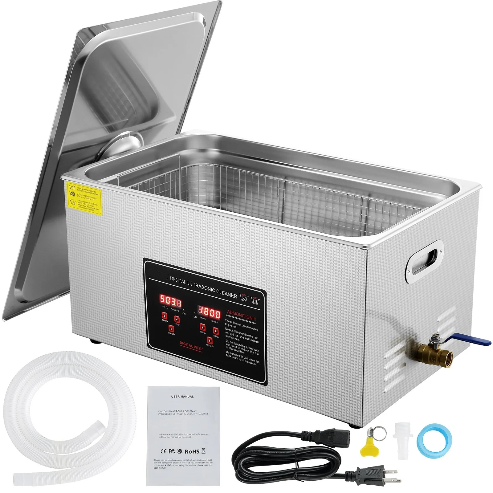 

22L Ultrasonic Cleaner with Digital Timer & Heater Ultra Sonic Jewelry Cleaner Cleaning Machine for Glasses Watch Ring